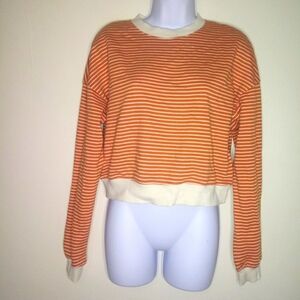 Forever 21 orange and cream stripe crop sweater